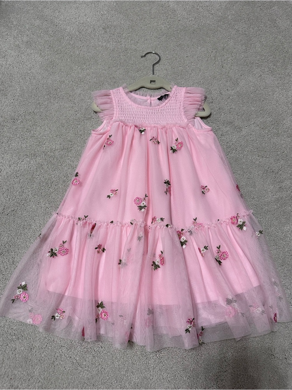 Zunie Pink Floral Embroidered Tulle Party Dress